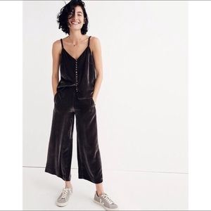 Madewell Velvet pants and cami set in dark metal